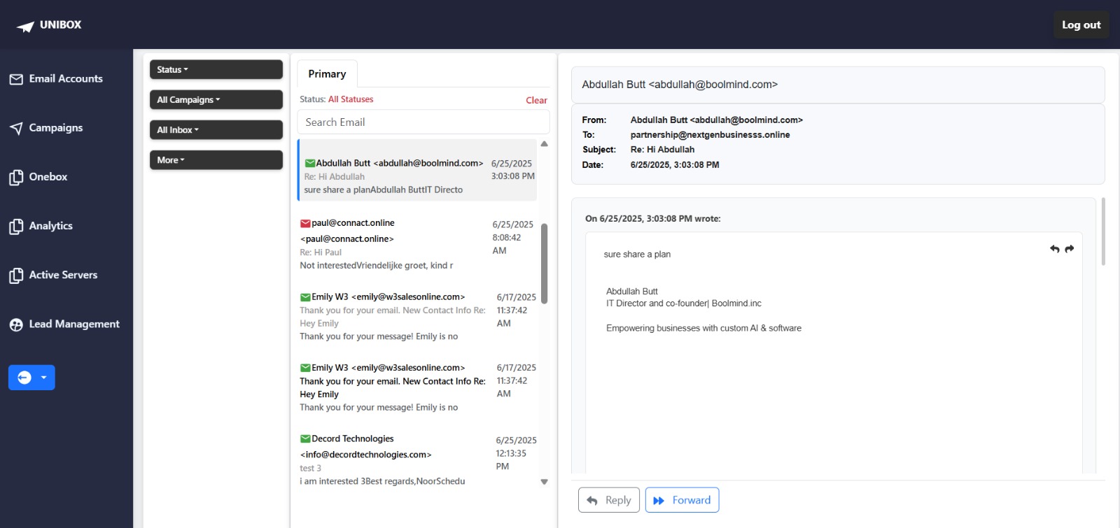 Email Interface Preview